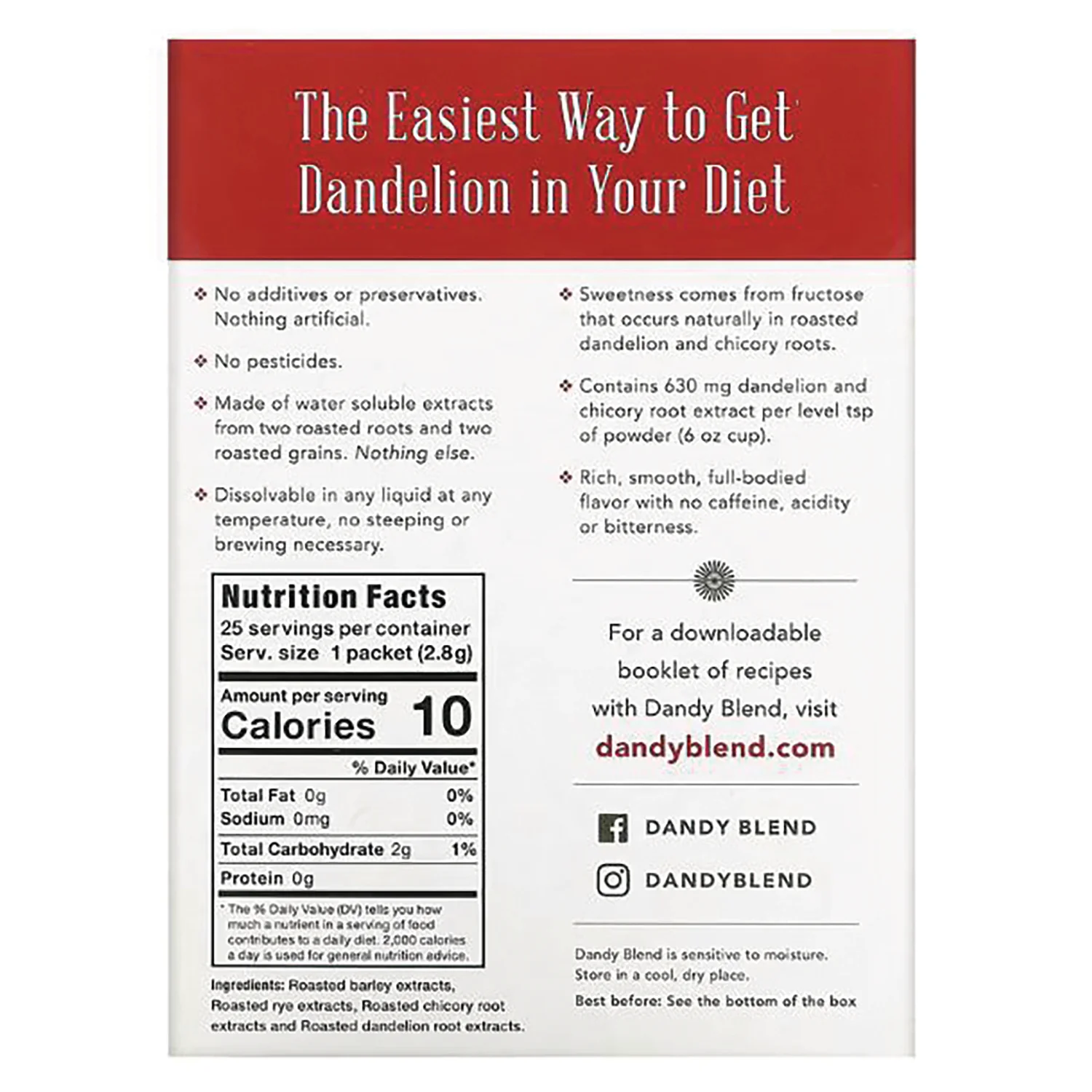 Instant Herbal Beverage with Dandelion - Single Serve Packets - Image 2