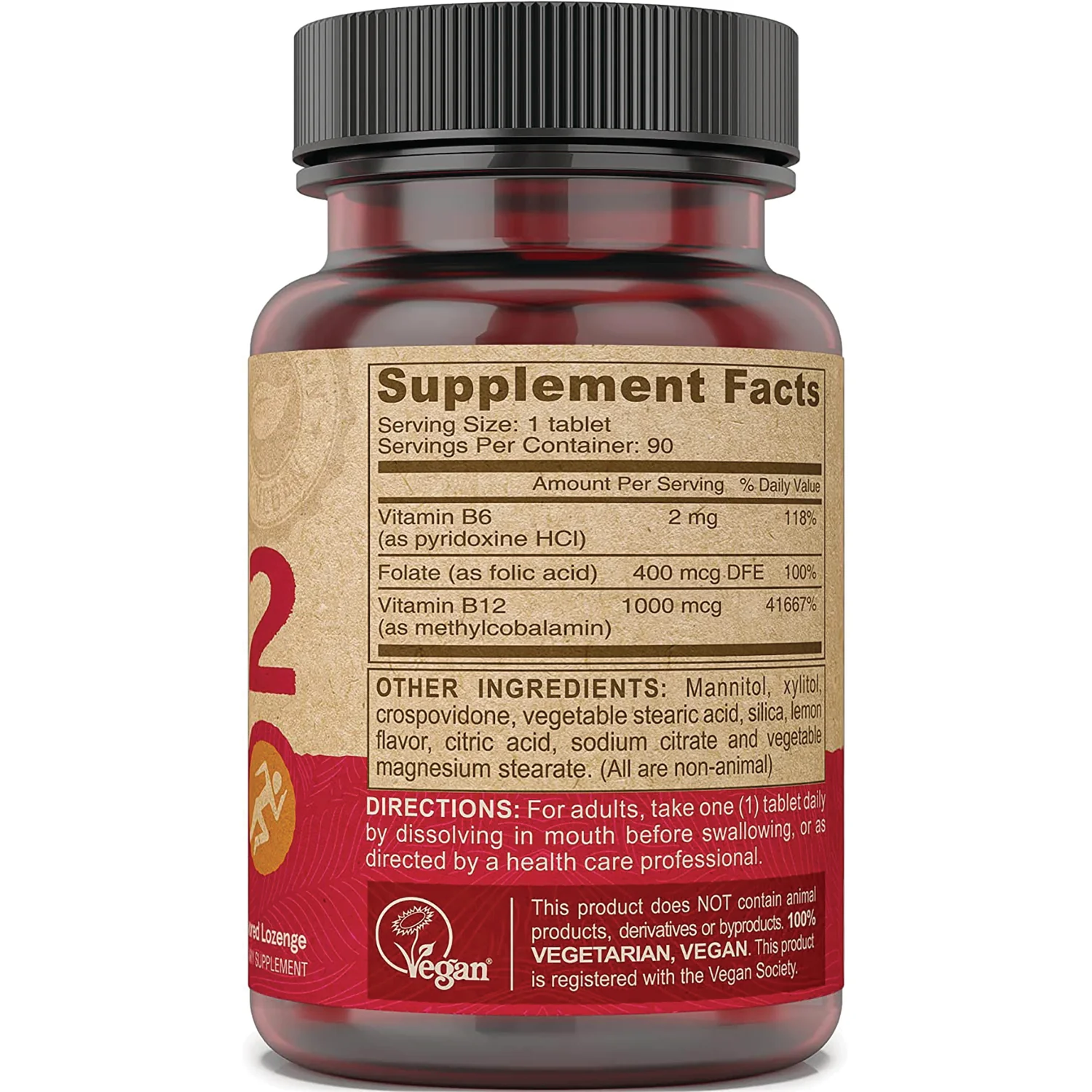 Vegan B12 with Folic Acid & B6 - Fast Dissolve - Image 2