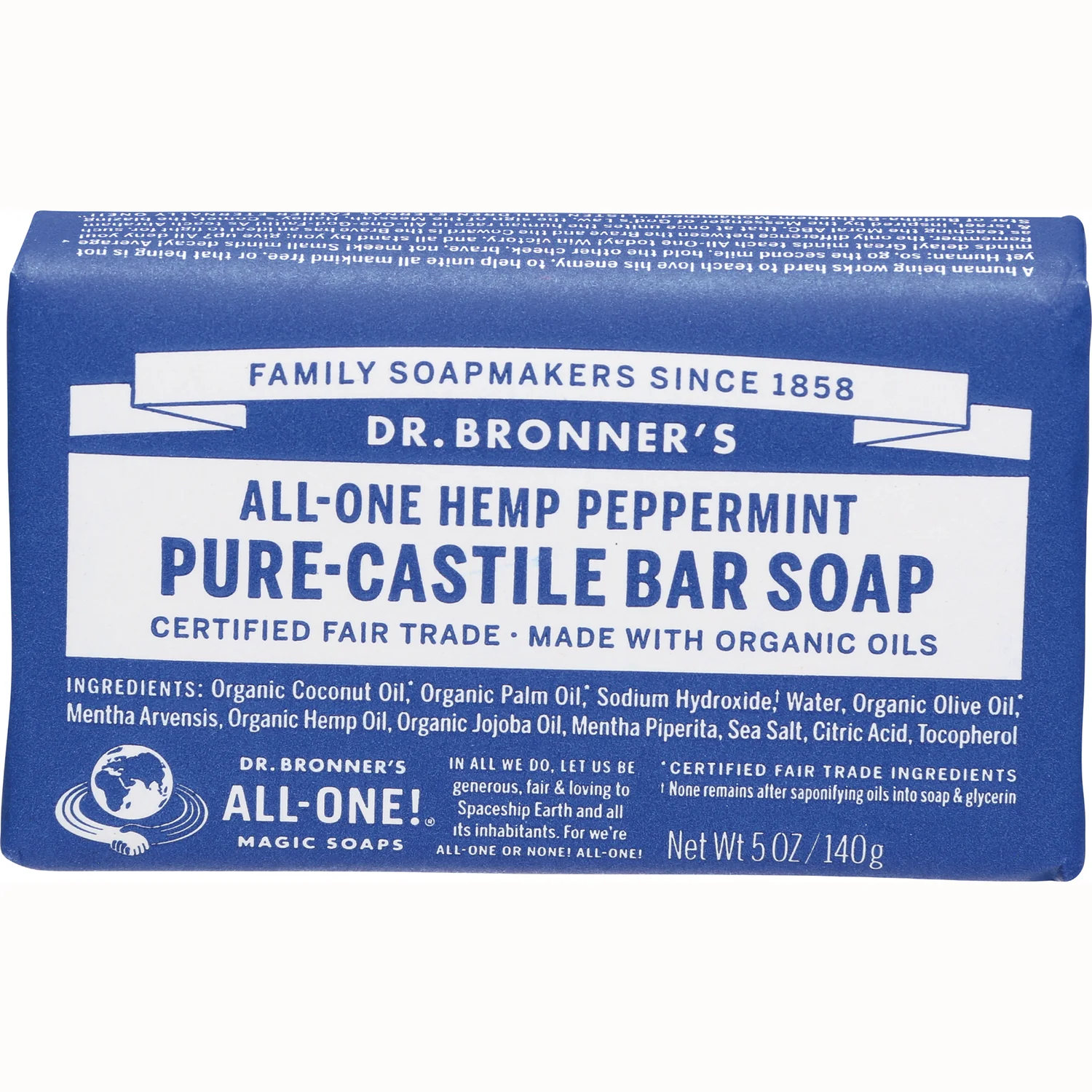All-One Hemp Peppermint Pure-Castile Bar Soap