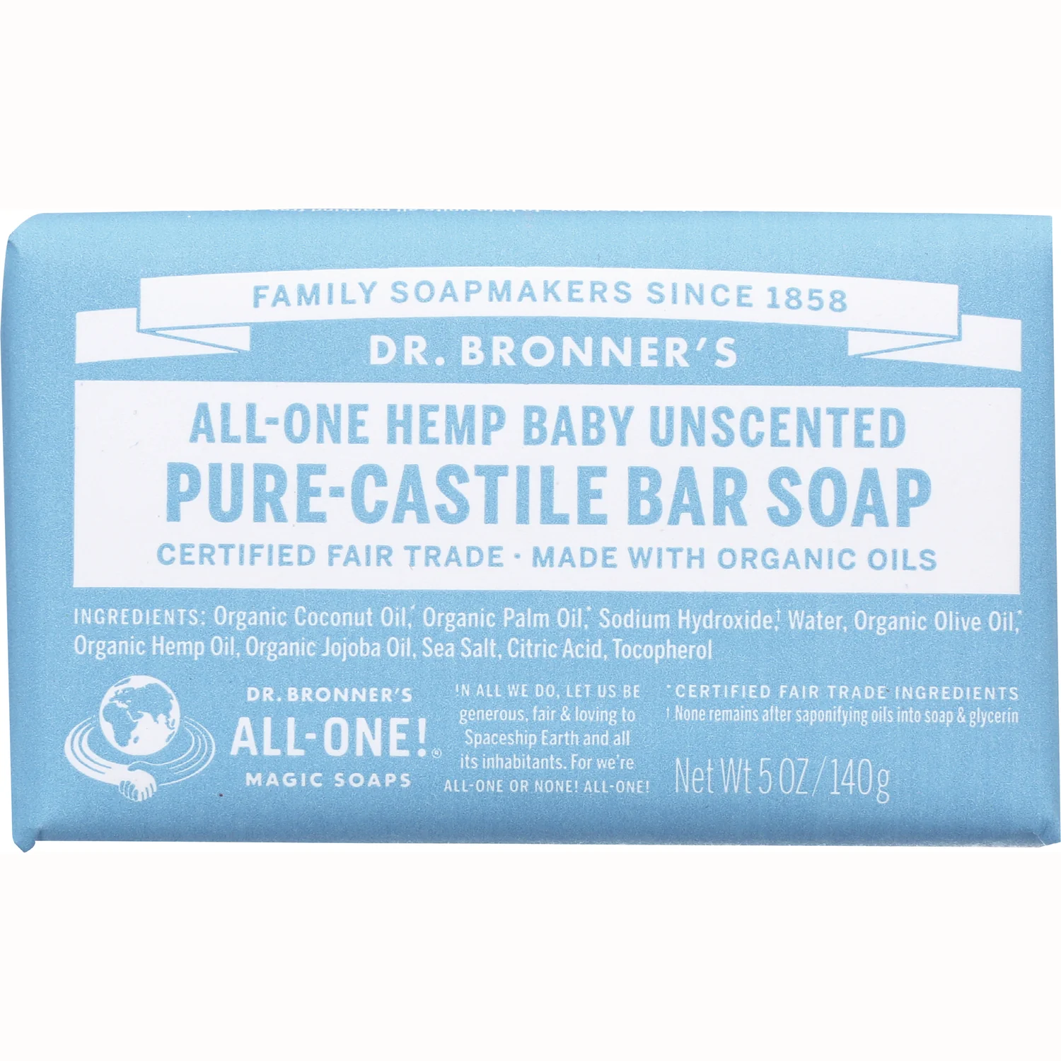 All-One Hemp Baby Unscented Pure-Castile Bar Soap