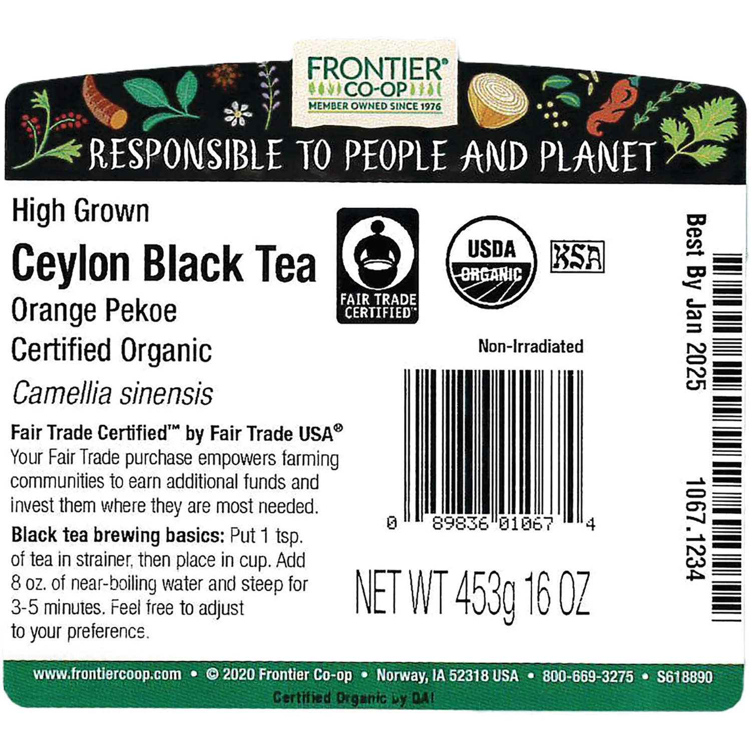 Organic High Grown Ceylon Black Tea Orange Pekoe - Fair Trade - Image 3
