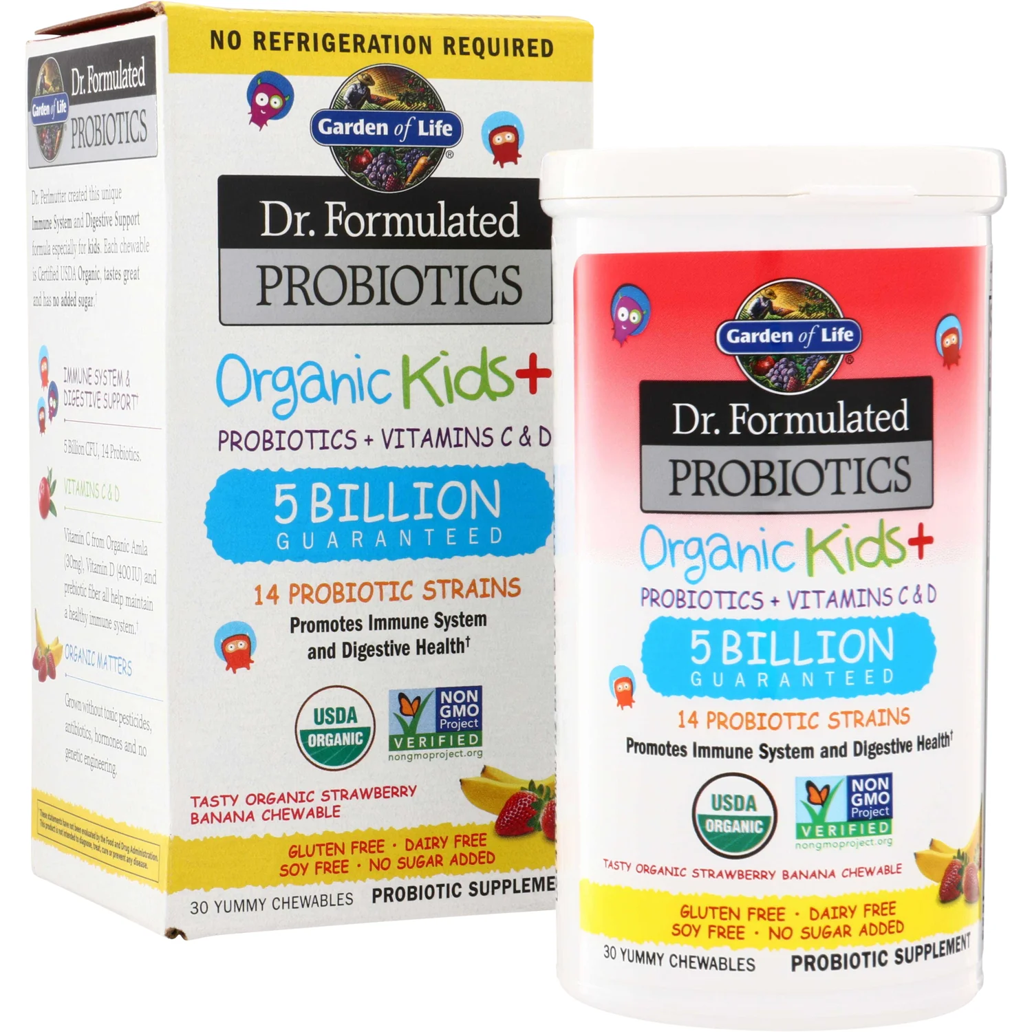 Dr. Formulated Probiotics Organic Kids+ - Strawberry Banana