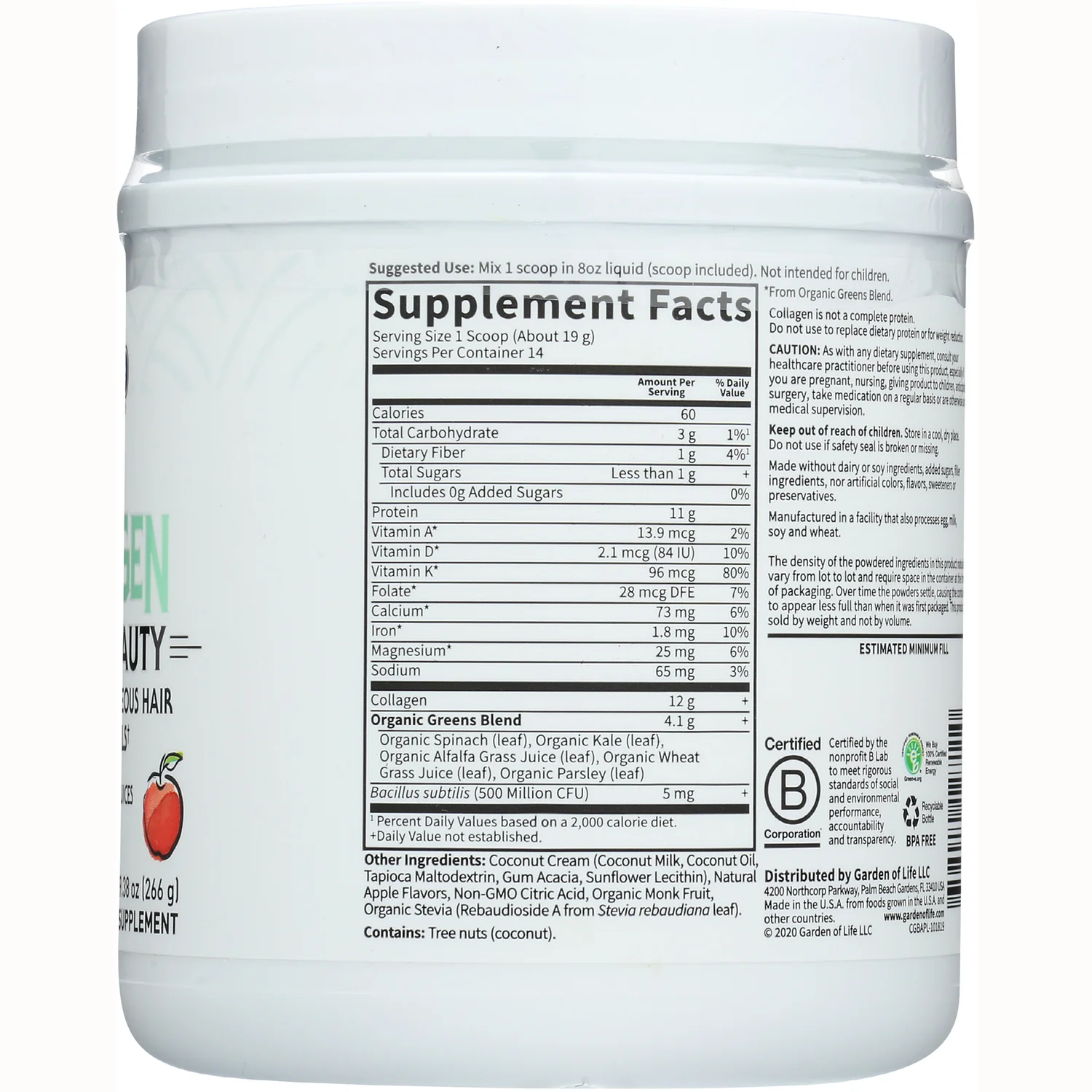 Grass Fed Collagen Greens Beauty - Apple - Image 2