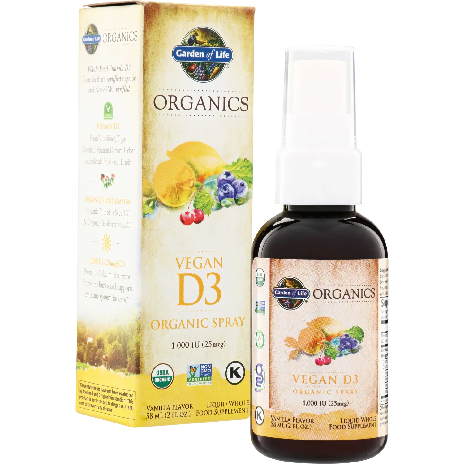 Organics Vegan D3 Organic Spray - Vanilla