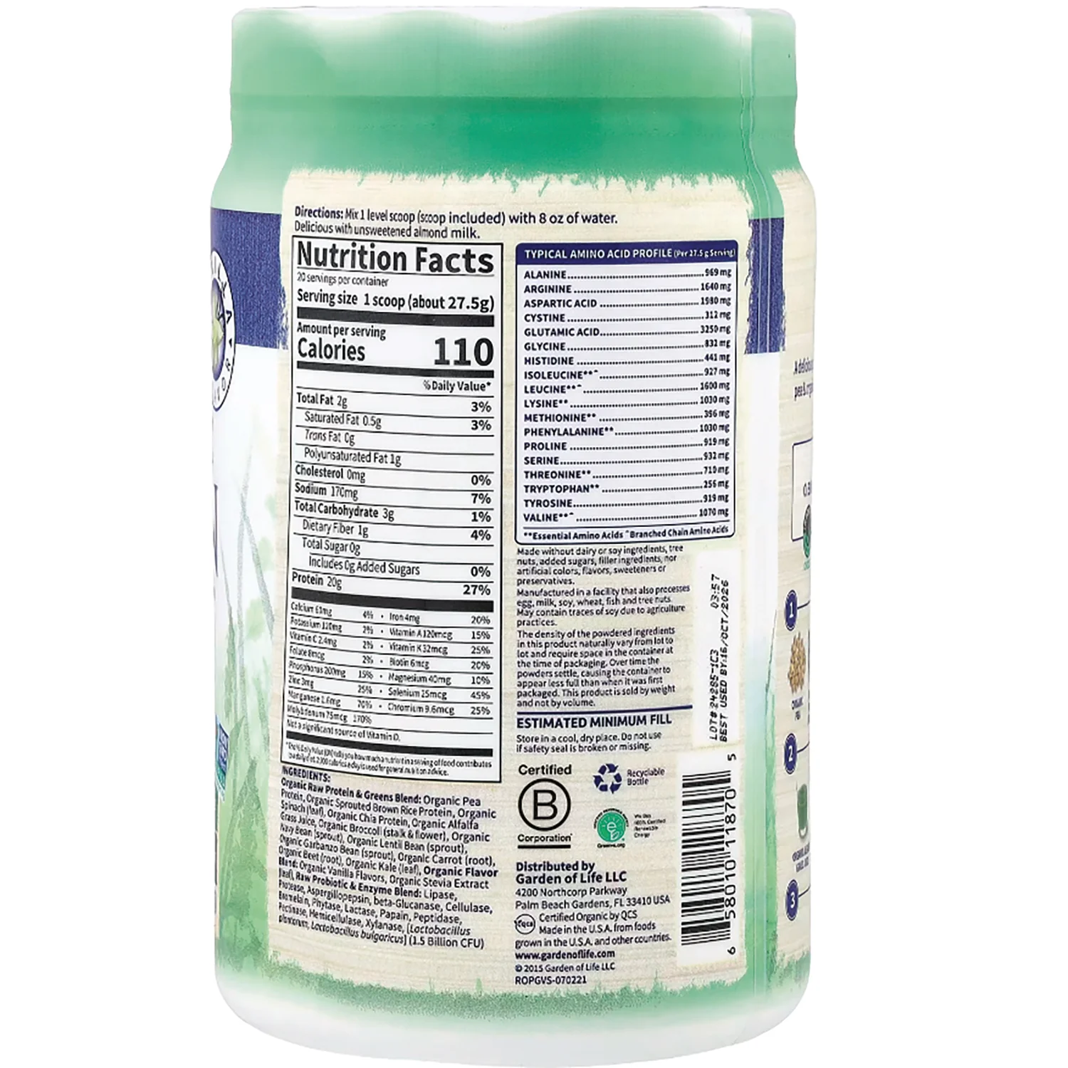 Raw Organic Protein & Greens - Vanilla - Image 2