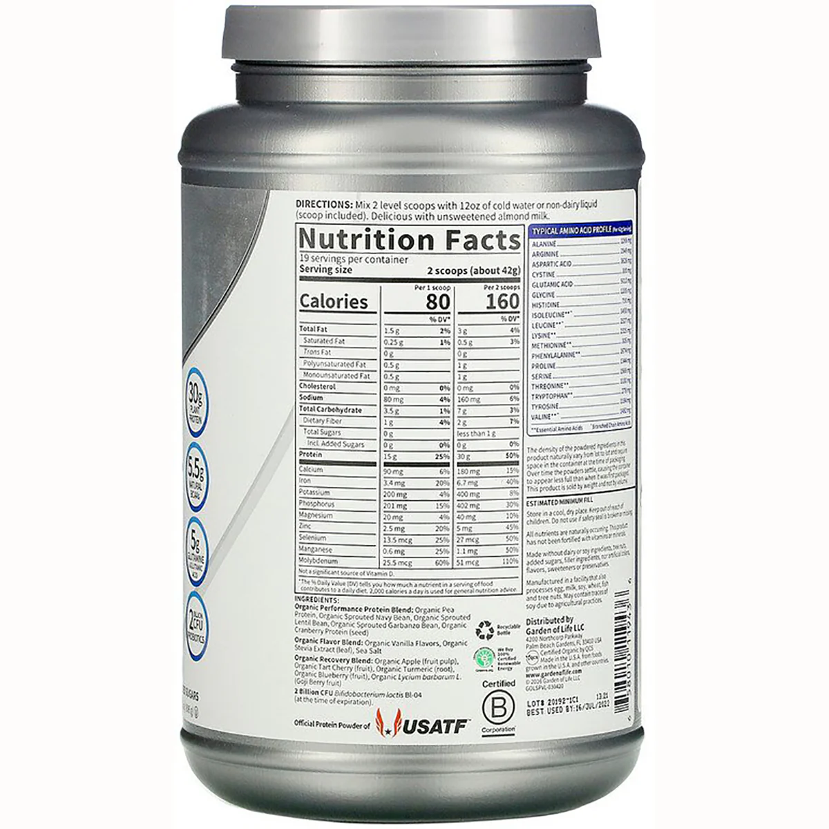 SPORT Organic Plant-Based Protein - Vanilla - Image 2