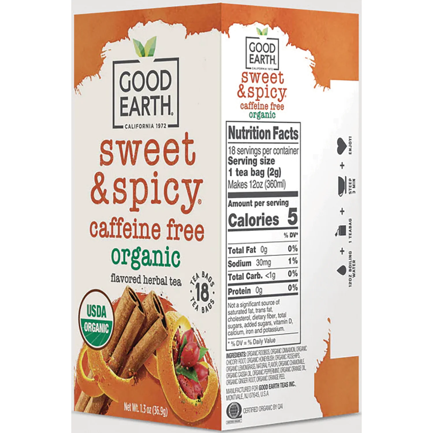 Sweet & Spicy Flavored Herbal Tea - Caffeine Free, Organic - Image 2