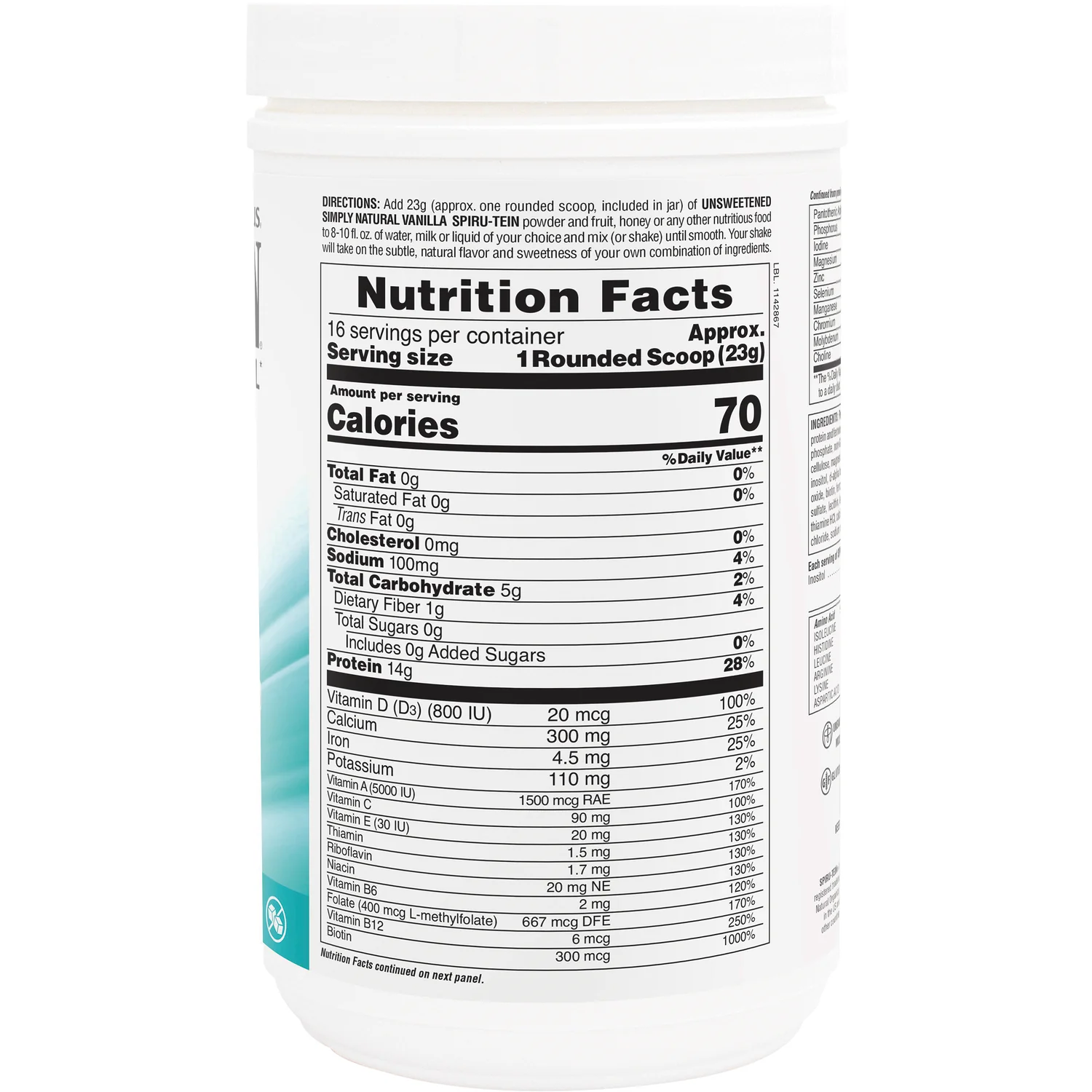 Unsweetened Spiru-Tein Protein Powder Meal - Original Vanilla - Image 2