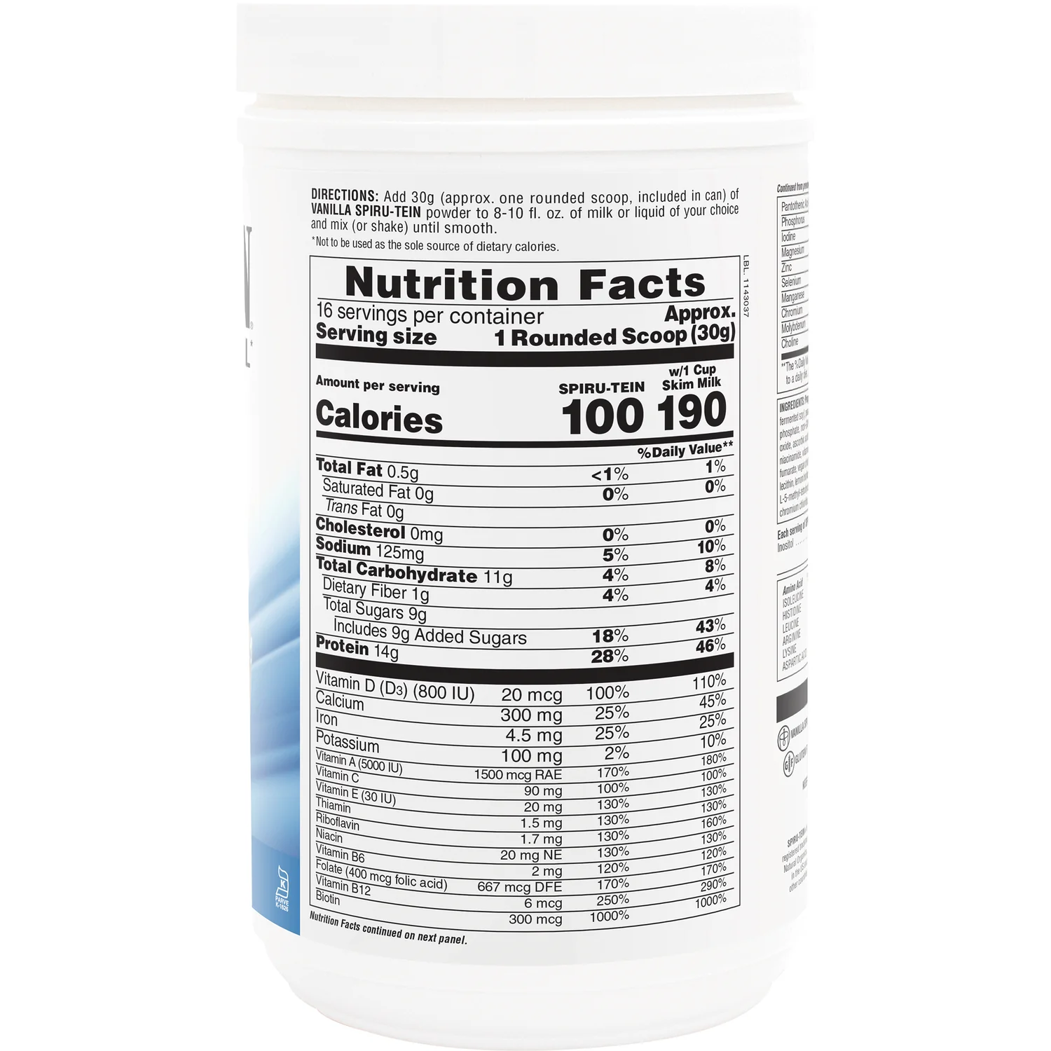 Spiru-Tein Protein Powder Meal - Vanilla - Image 2