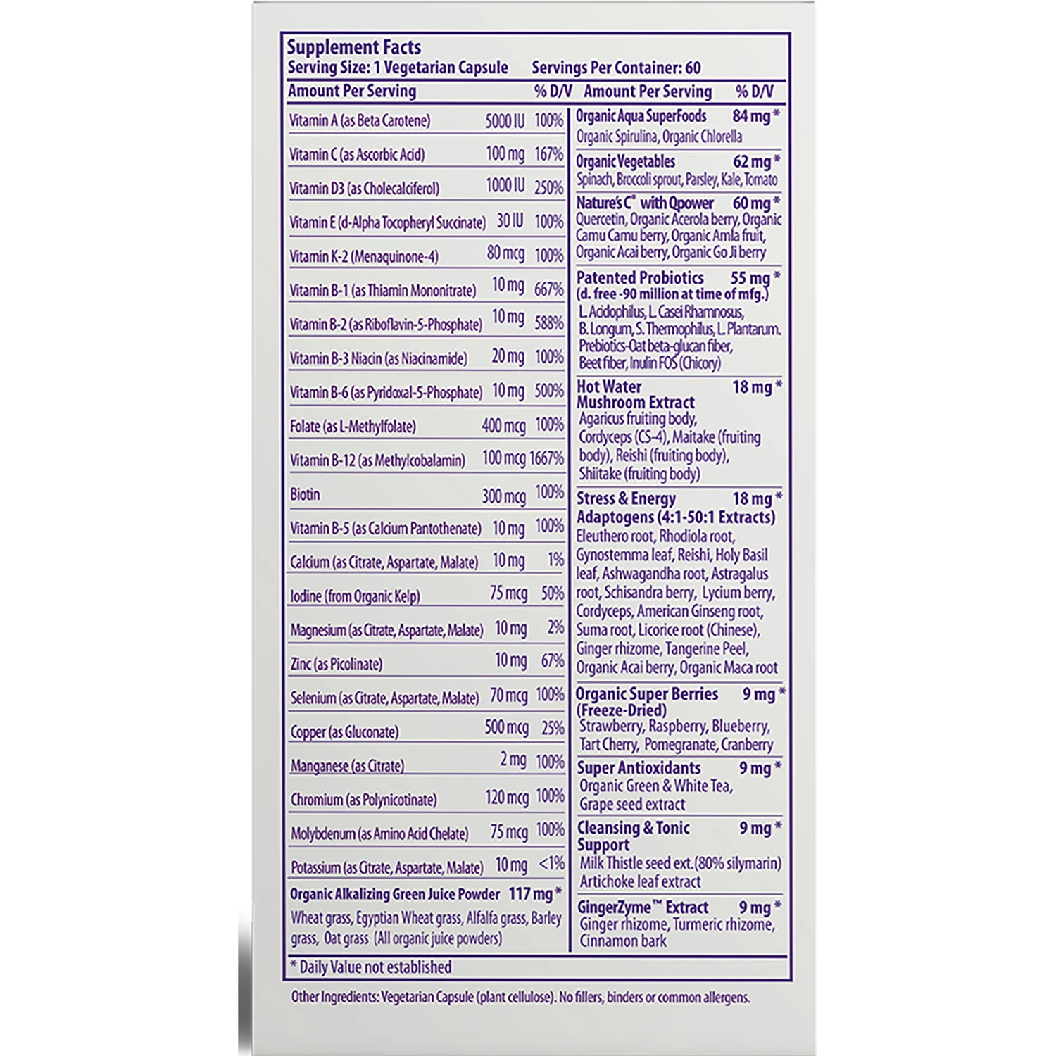 Earth's Blend Multi-Vitamin One Daily Superfood No Iron - Image 2