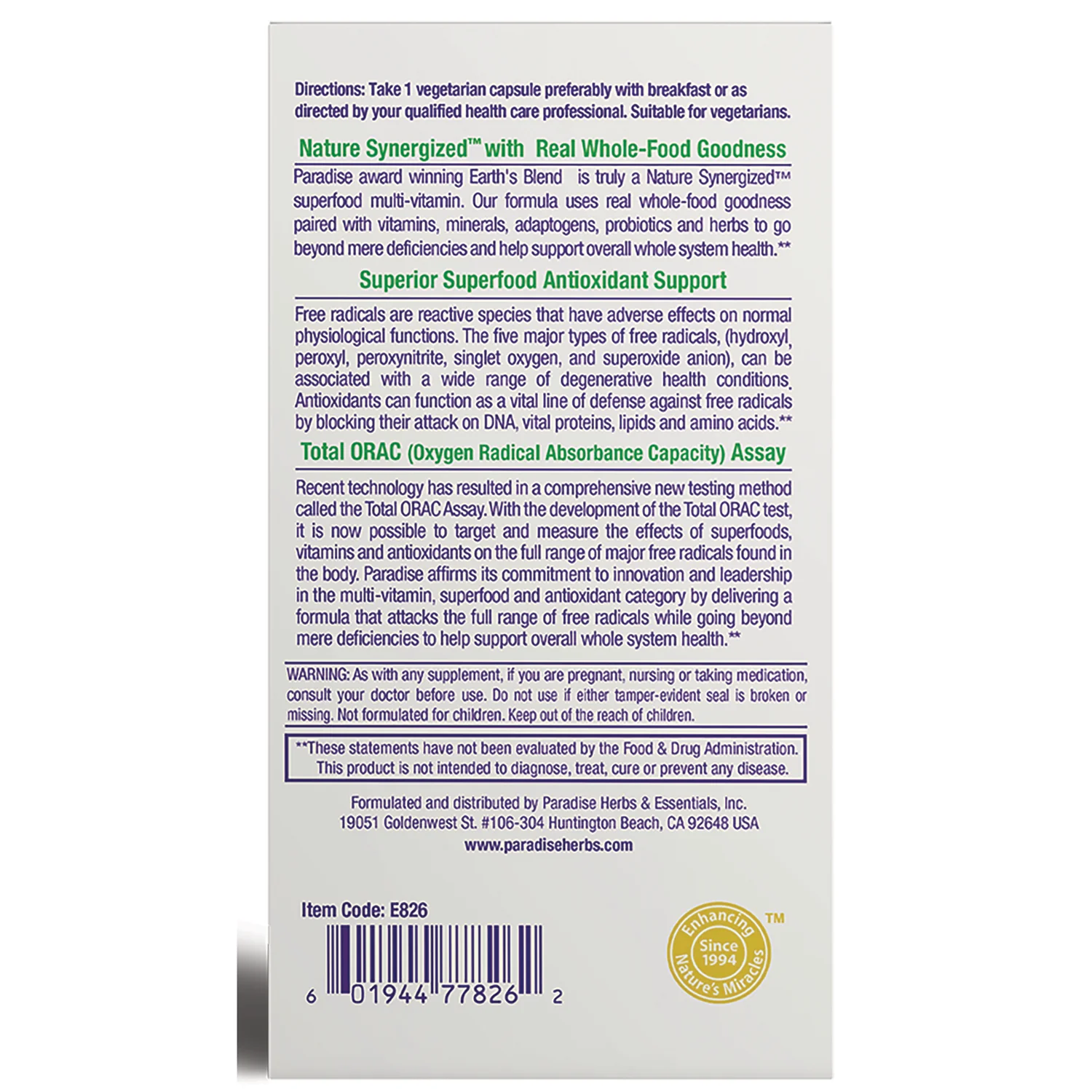 Earth's Blend Multi-Vitamin One Daily Superfood No Iron - Image 4