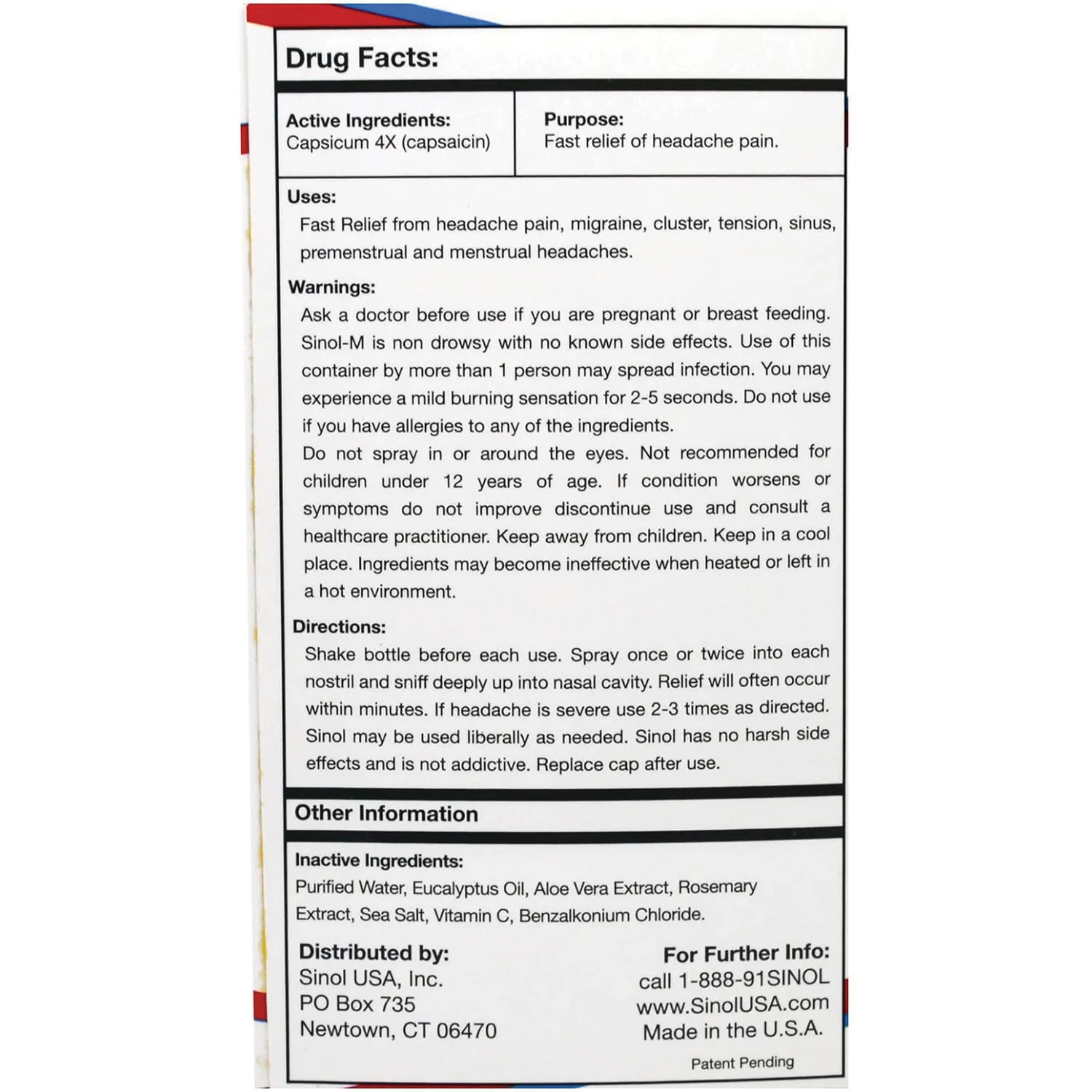 Sinol-M All-Natural Nasal Spray--Fast Headache Relief - Image 2