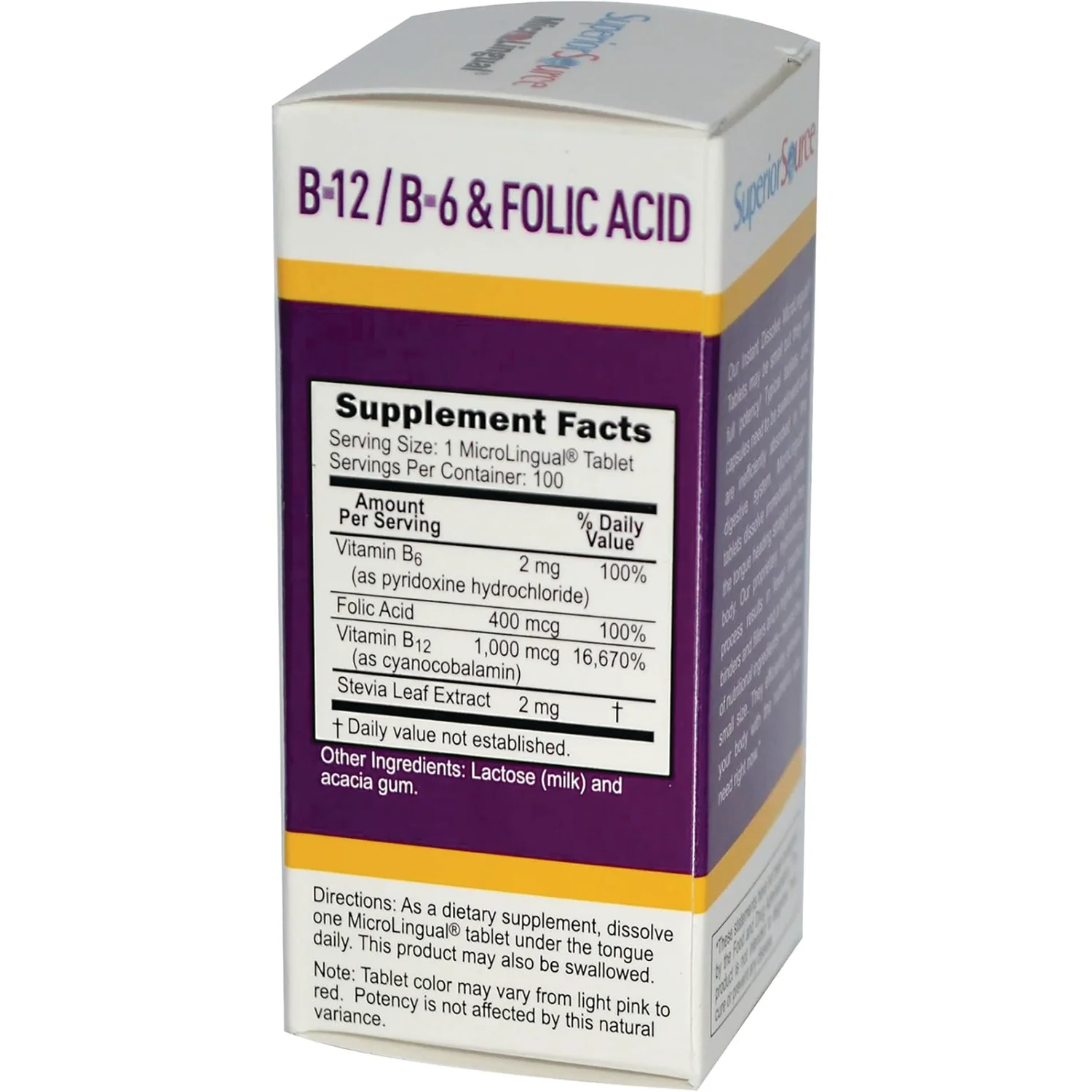 B-12 Cyanocobalamin with B-6 & Folic Acid - Image 2