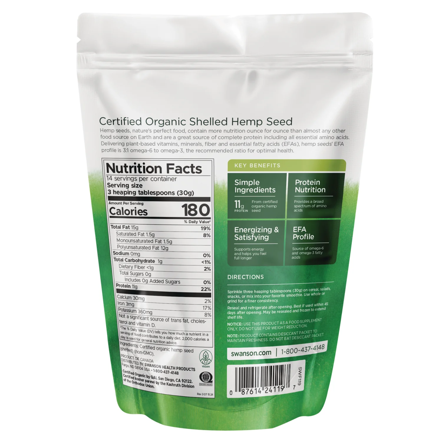 Certified Organic Hemp Seed Shelled - Image 2