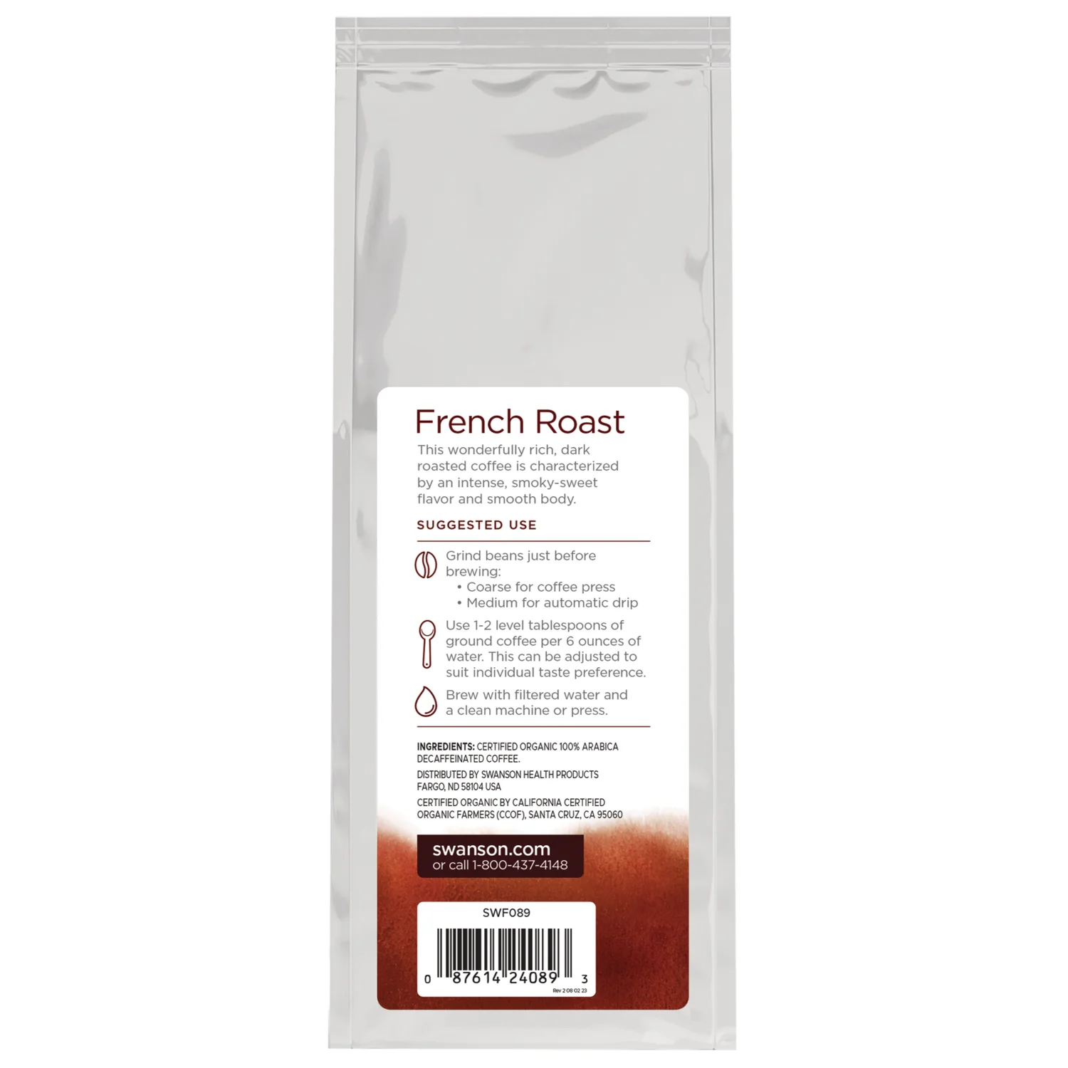 Organic French Roast Decaf Whole Bean Coffee - Dark Roast - Image 2