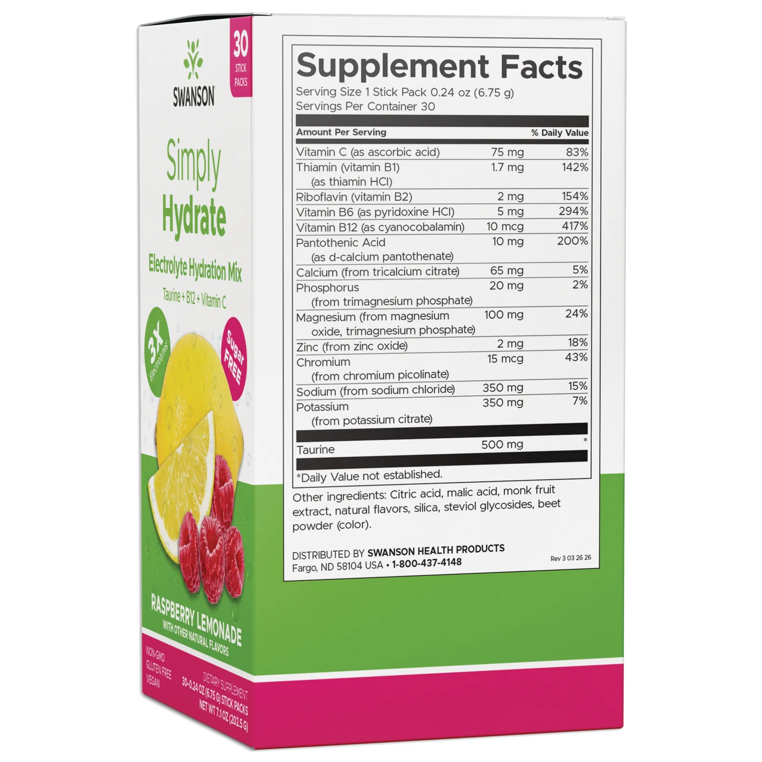 Simply Hydrate Electrolyte Hydration Mix - Raspberry Lemonade - Image 2