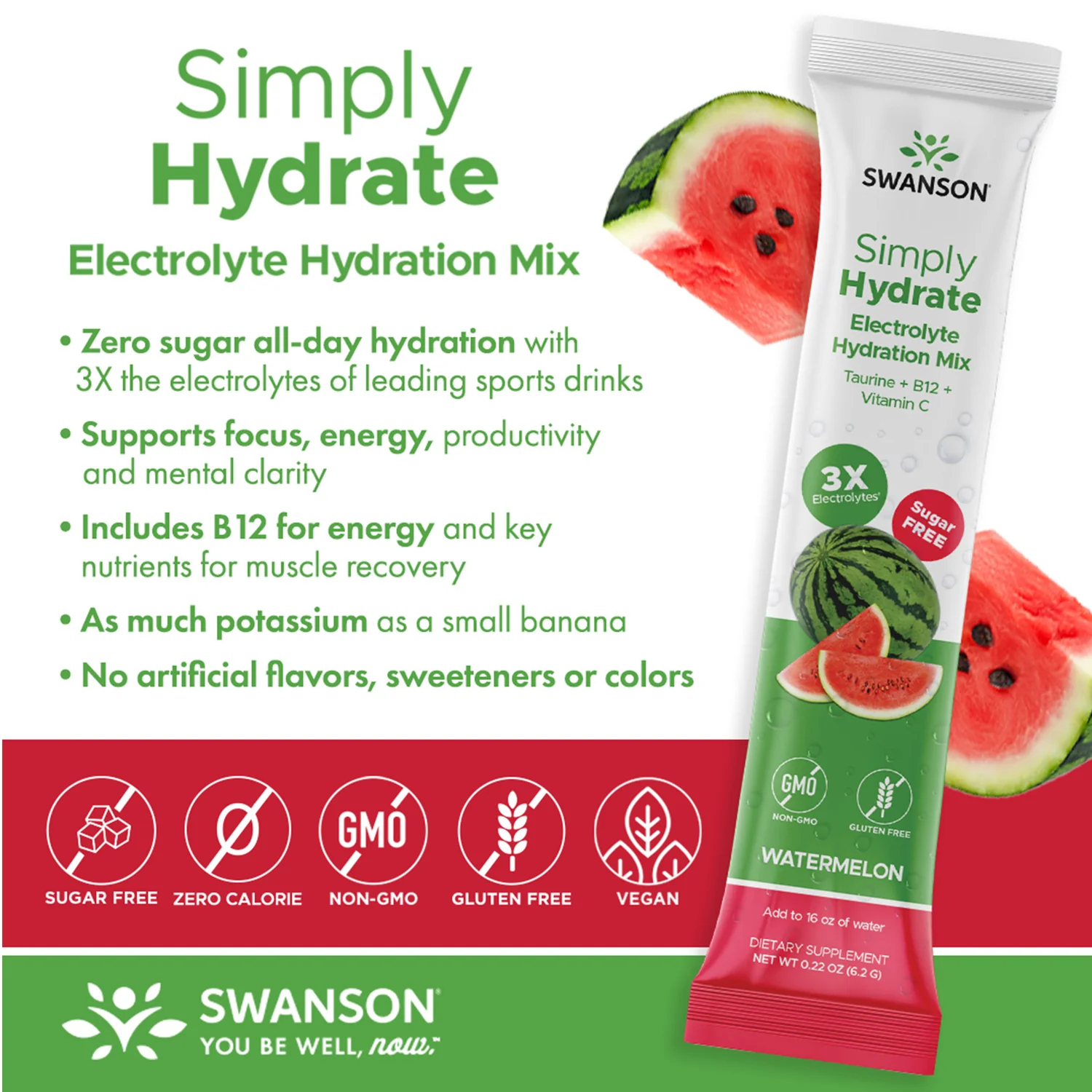 Simply Hydrate Electrolyte Hydration Mix - Watermelon - Image 4