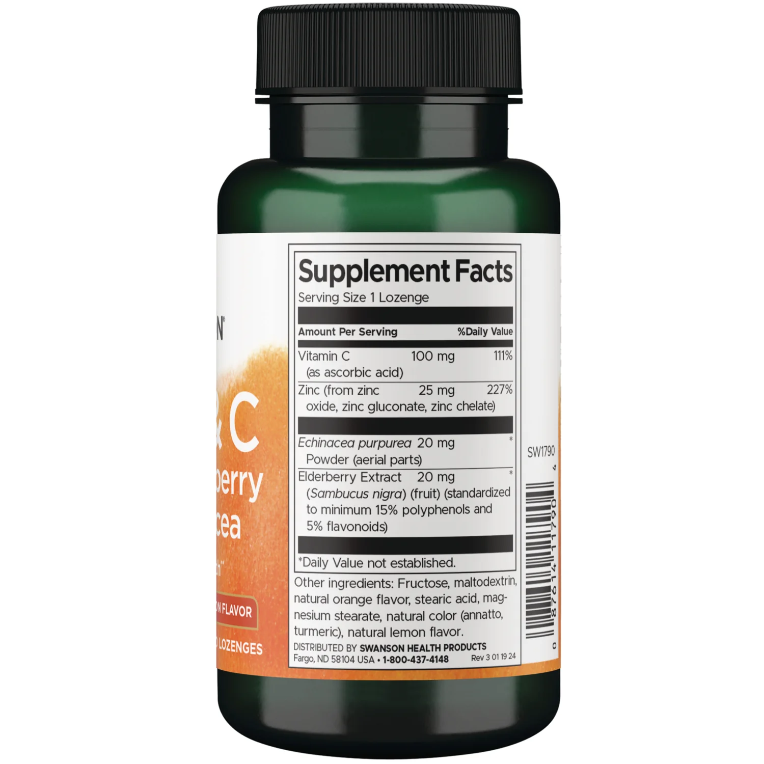 Zinc & C Lozenges w/ Elderberry & Echinacea-Orange & Lemon Flavor - Image 2