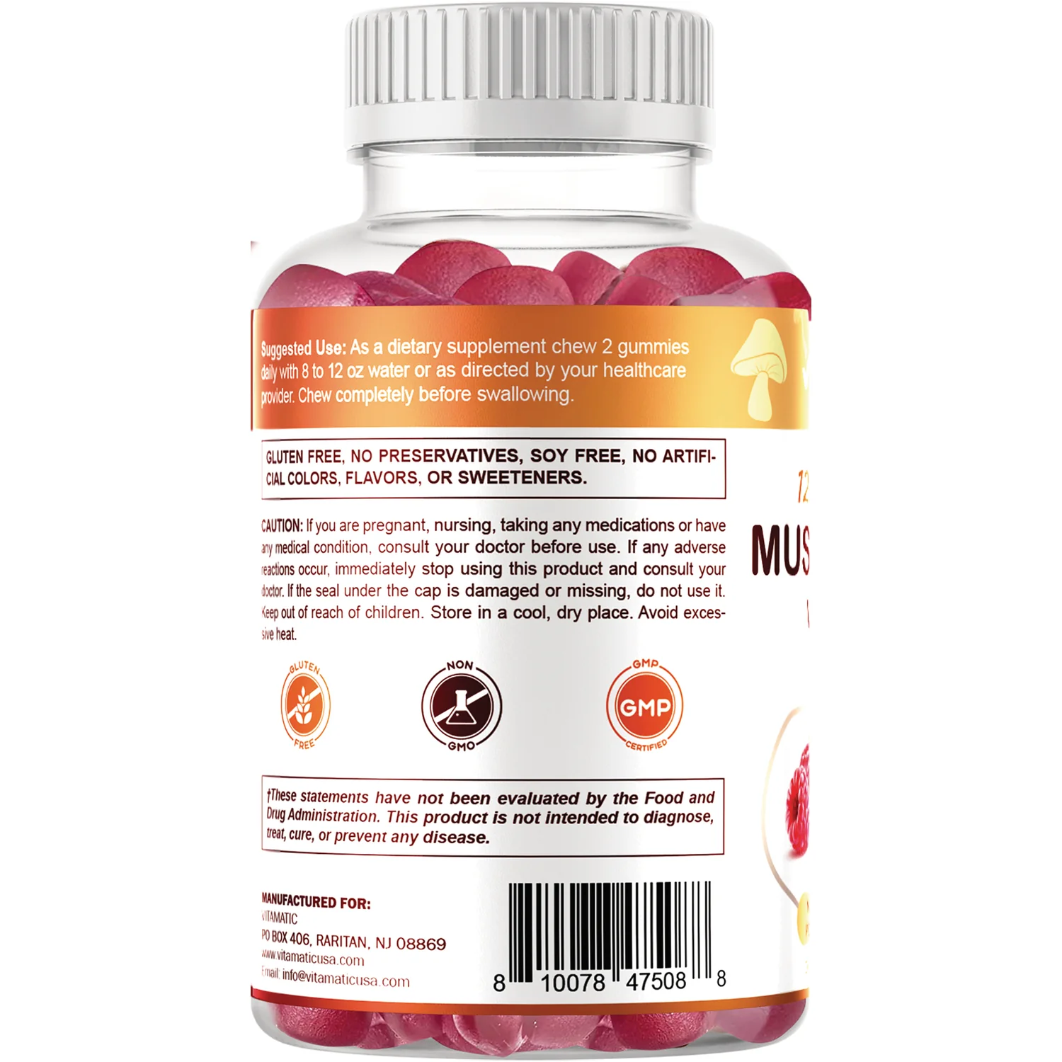 Mushrooms + Vitamin D3 - Raspberry & Pomegranate Flavor - Image 3