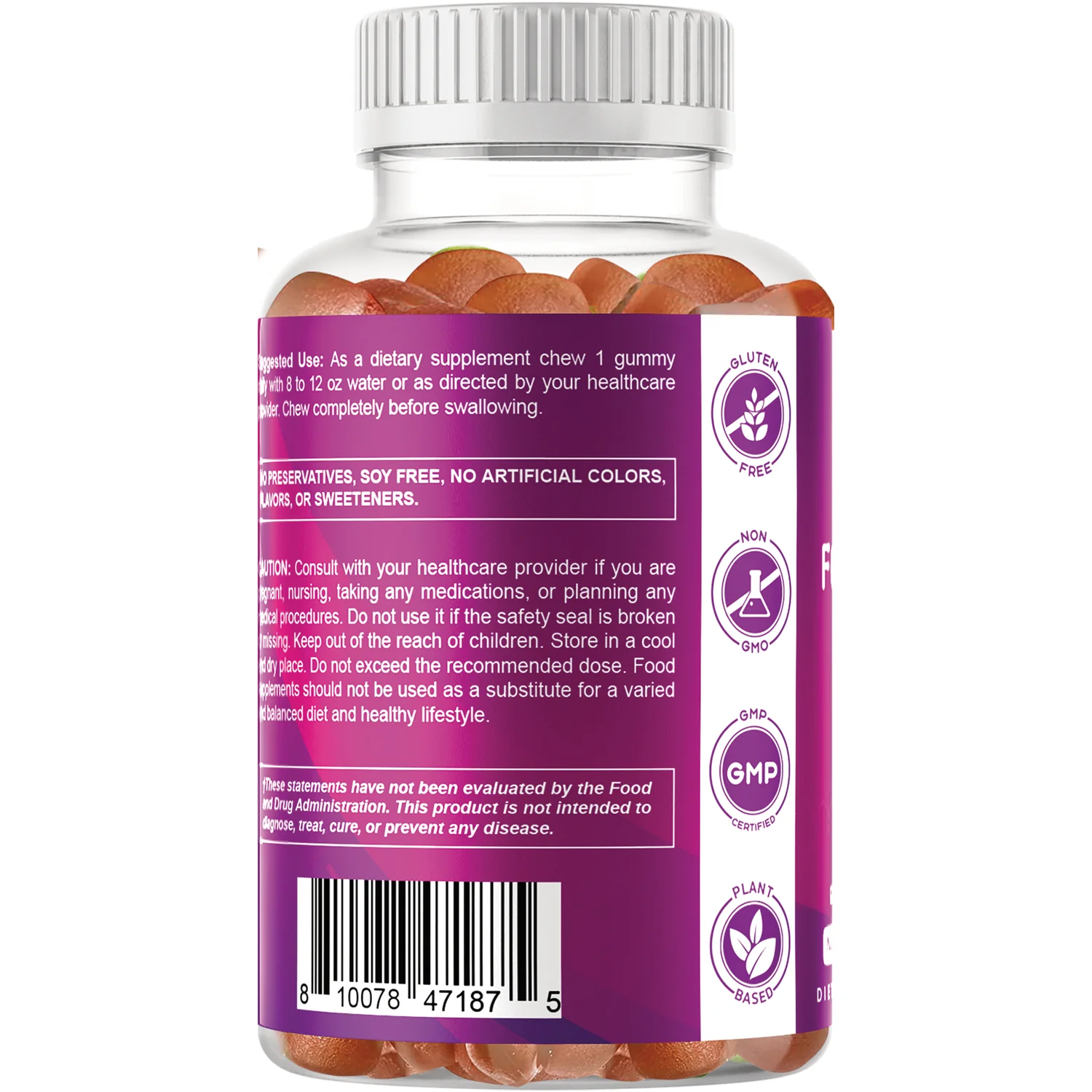 Sugar Free Folic Acid Gummies - Natural Orange - Image 3