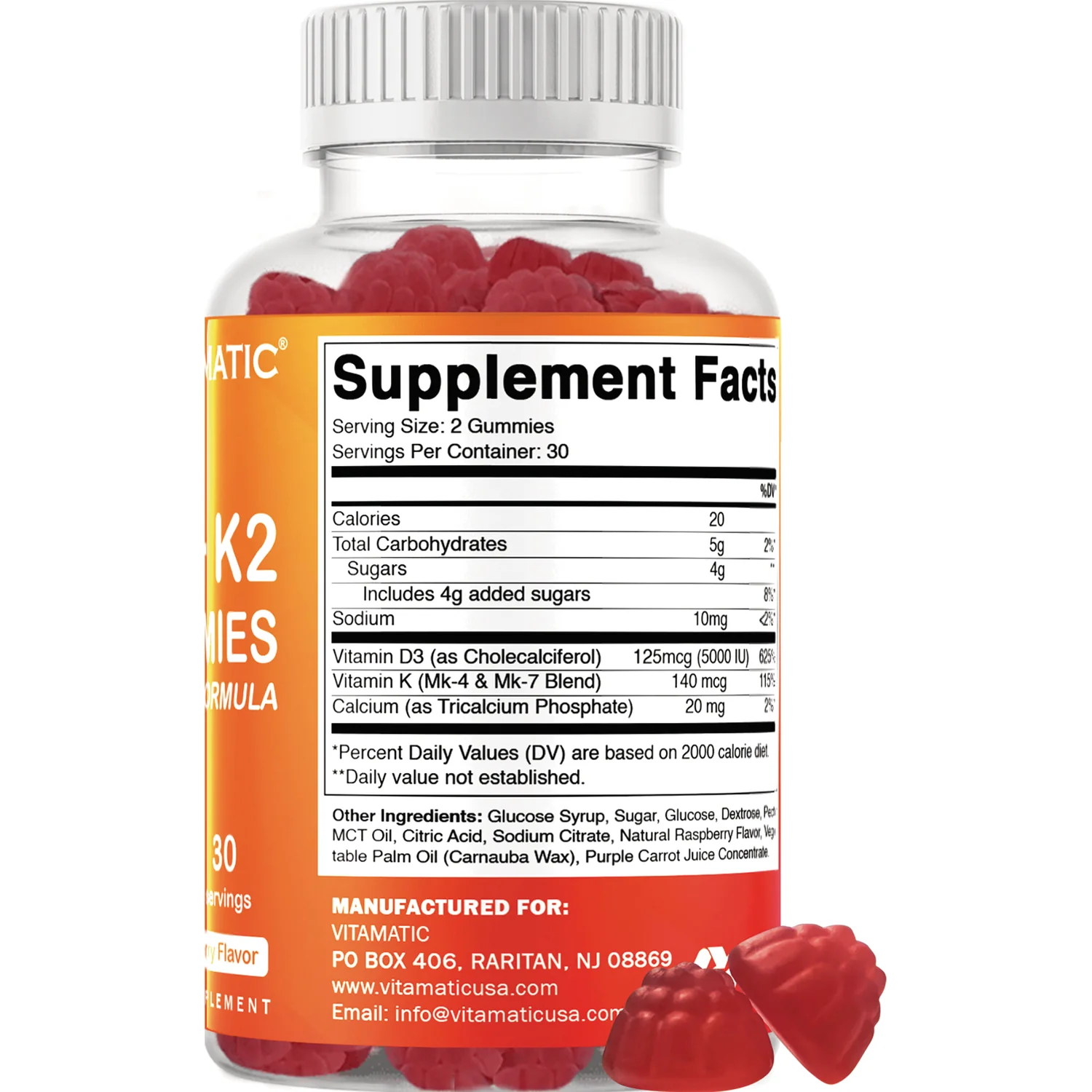 Vitamin D3 + K2 Gummies - Raspberry - Image 2